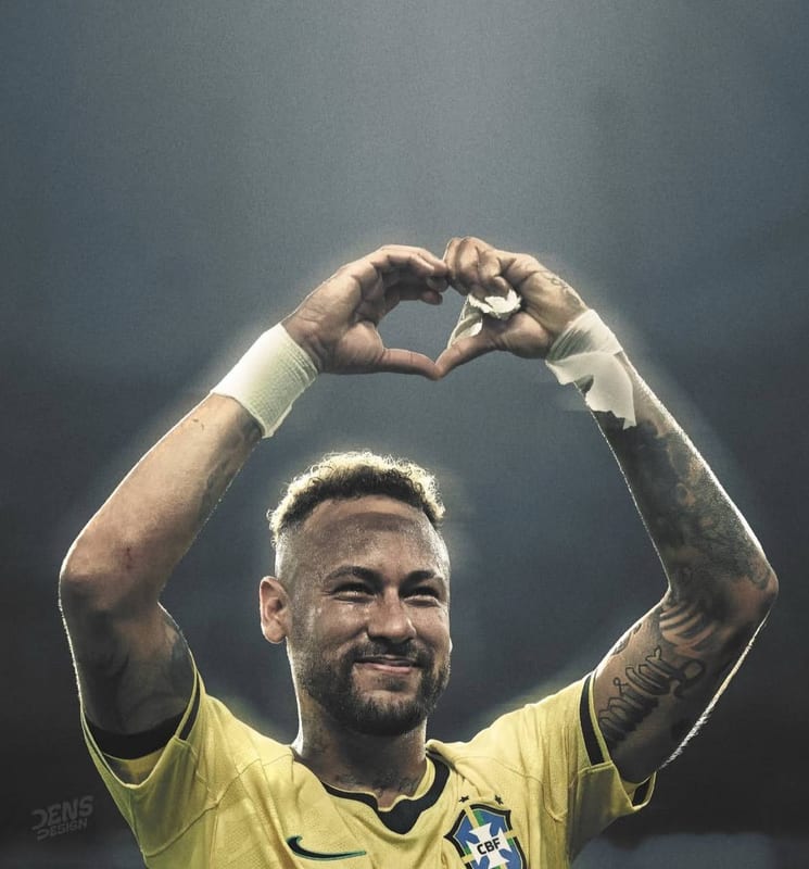 Neymar making a heart with his hands