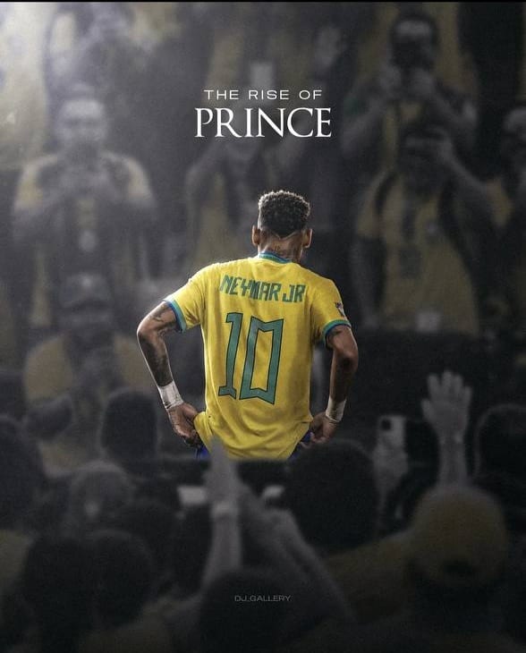 Neymar from behind in his number 10 shirt, "The Rise of the Prince"