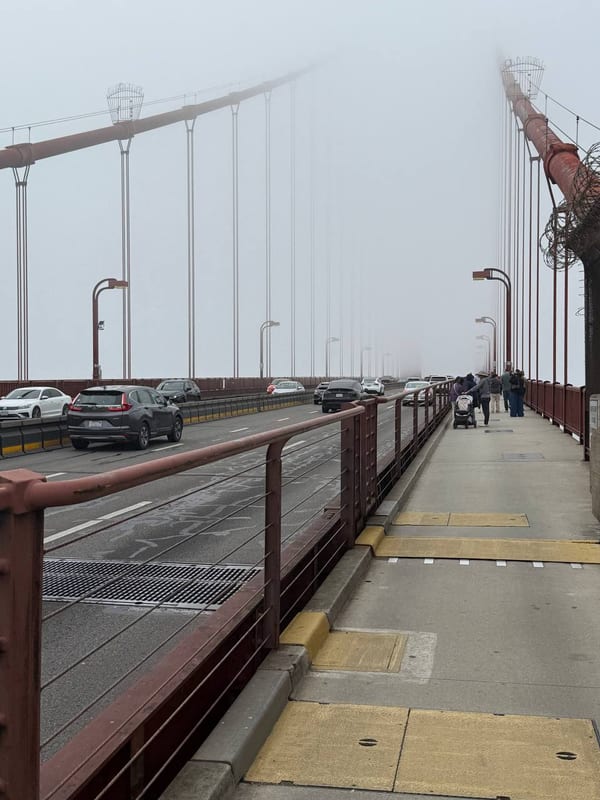 Walking the Golden Gate Bridge in fog
