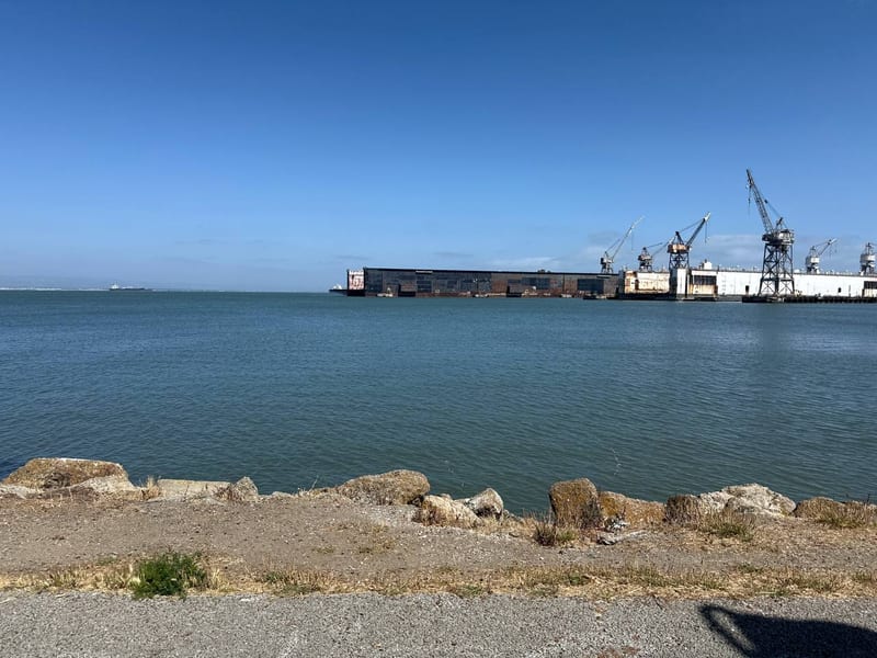 The bay and a pier on a clear day