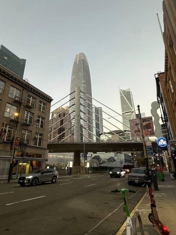 Salesforce Tower behind the transit center bridge